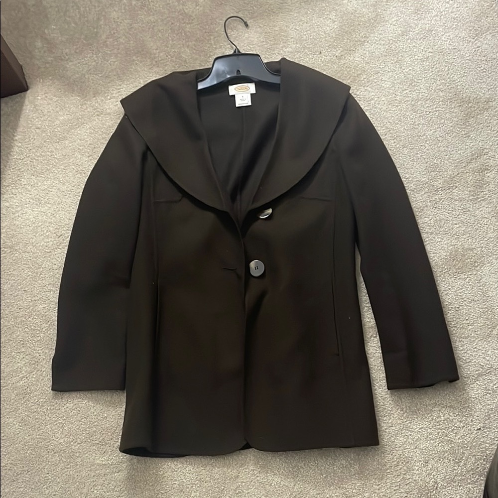 Talbots Brown Blazer Structured Silhouette Professional Style